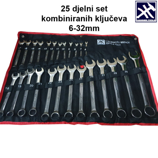 25 dalių veržliarakčių rinkinys nuo 6 mm iki 32 mm HAMMER TOOLS