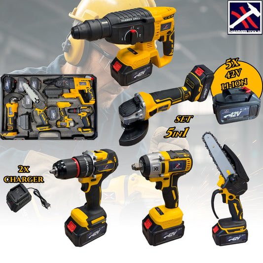 HAMMER TOOLS 5in1 rinkinys – 5 baterijos 42V
