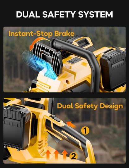 Akumuliatorinis grandininis pjūklas 48V su 2 baterijomis