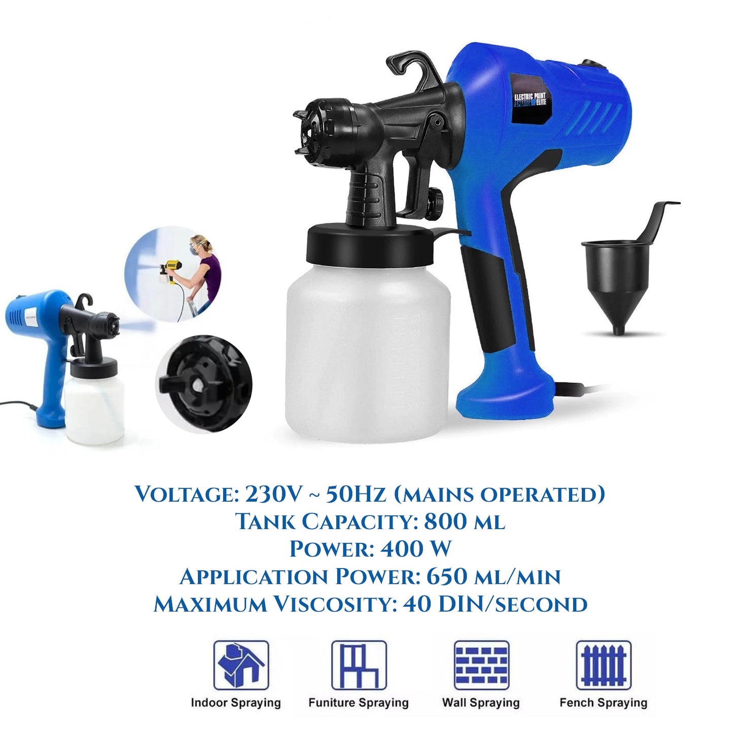ELEKTRINIS DAŽYMO KOMPRESORIUS 800ml SU PRIEDAIS