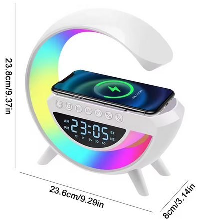 4-IN-1 LEMPA, BELAIDIS ĮKROVIKLIS, „BLUETOOTH“ GARSIAKALBIS SU LAIKRODŽIU