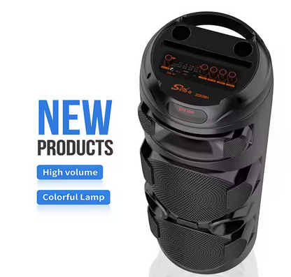 DVIEJŲ 8 COLIŲ „BLUETOOTH“ GARSIAKALBIS SU BELAIDŽIU MIKROFONU