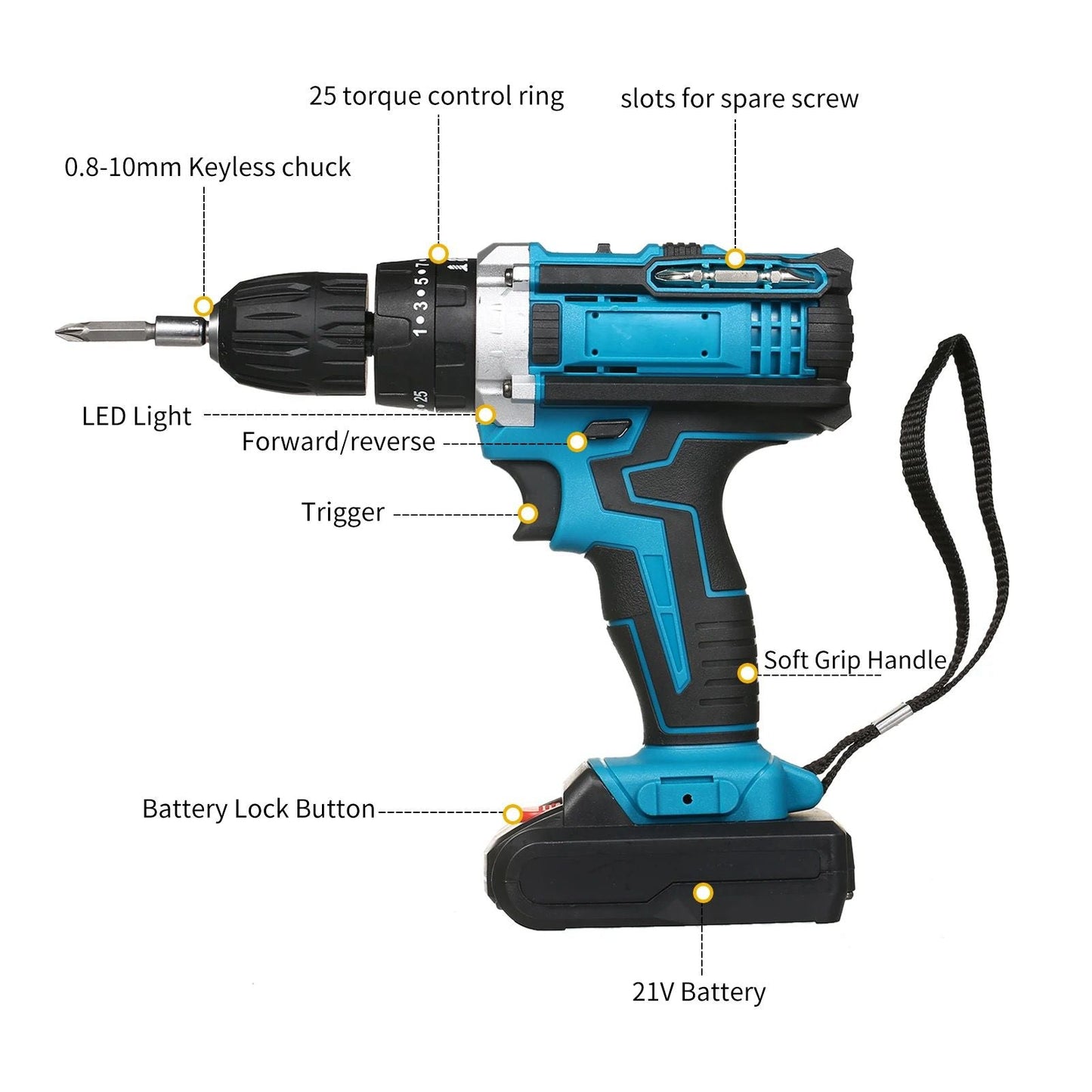 SMŪGINIS GRĘŽTUVAS 42V SU 24 DALIŲ RINKINIU HAMMER TOOLS