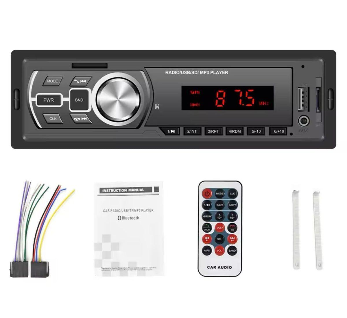 AUTOMOBILIO RADIJAS BLUETOOTH MP3 SU NUOTOLINIO VALDYMO PULTU