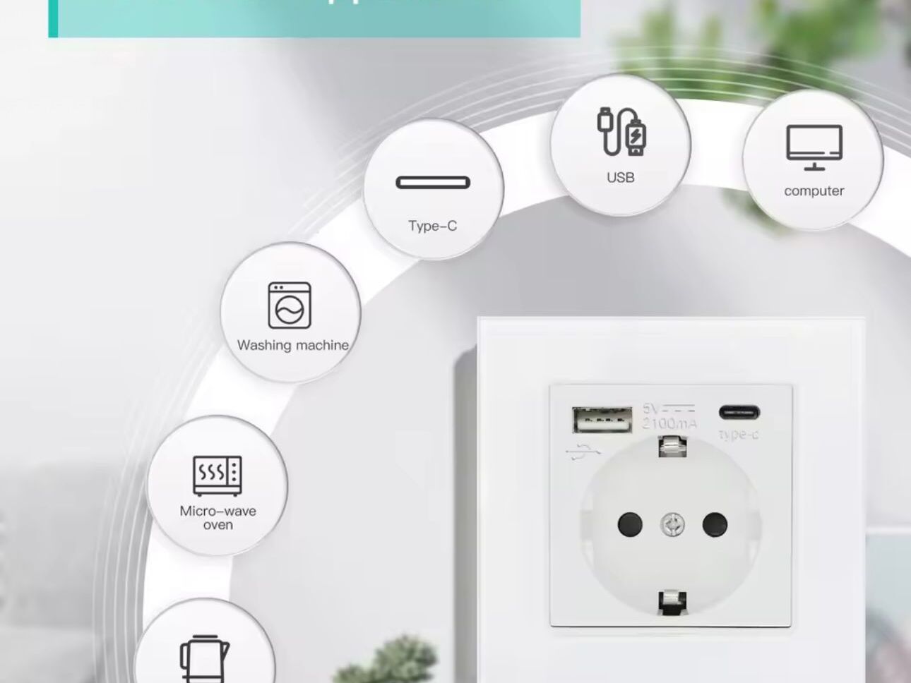 Dvigubas sieninis lizdas (USB + C)