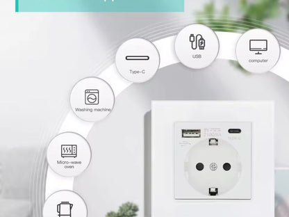 Dvigubas sieninis lizdas (USB + C)
