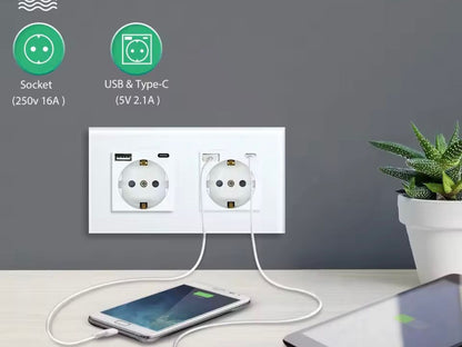 Dvigubas sieninis lizdas (USB + C)