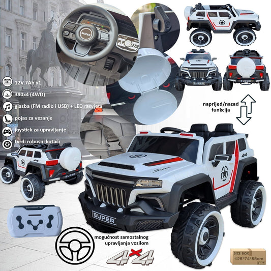 AKUMULIATORINIS AUTOMOBILIS 4WD SU SAVARANKIŠKU VALDYMU + NUOTOLINIS VALDIKLIS TĖVAMS