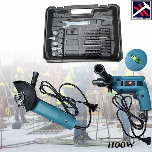 Gręžtuvo ir šlifuoklio komplektas 1100W HAMMER TOOLS