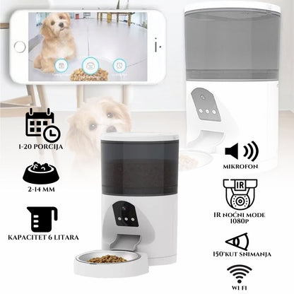 IŠMANIOJI WIFI PAŠARINĖ 6L GYVŪNAMS SU KAMERA, MIKROFONU IR VALDYMO PROGRAMĖLE