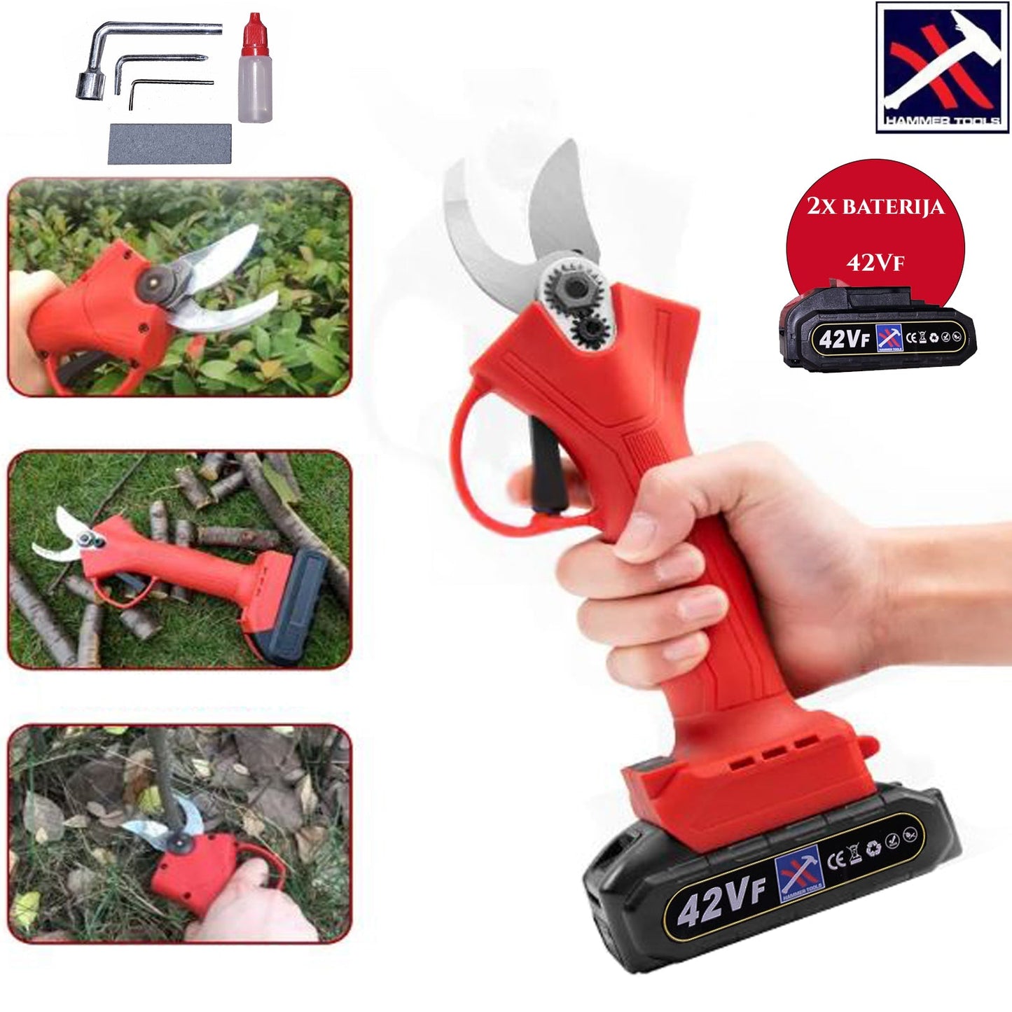 Akumuliatorinės genėjimo žirklės x2 42V HAMMER TOOLS