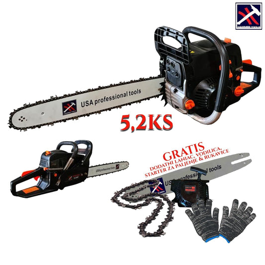 GRANDININIS PJŪKLAS 5,2 AG HAMMER TOOLS SU PAPILDOMA JUOSTA, GRANDINE, STARTERIU IR NEMOKAMOMIS PIRŠTINĖMIS