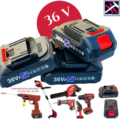 UNIVERSALUS 36V HAMMER TOLLS AKUMULIATORIUS AKUMULIATORINIAMS GRĘŽTUVAMS, ŠLIFUOKLIAMS, ŽOLIAPJOVĖMS, PJŪKLAMS, MINI Plovimo įrenginiams, DĖLIONĖMS, LAPŲ PŪTIKLIAMS IR KT.