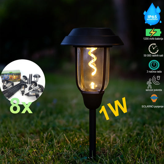 LED saulės sodo lempa n265, 8 vnt.